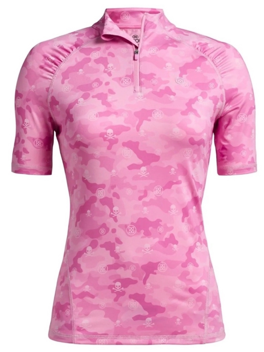 G/FORE Icon Camo Tech Jersey 1/4 Zip Golf Top Pink Lilac Skull Women’s M